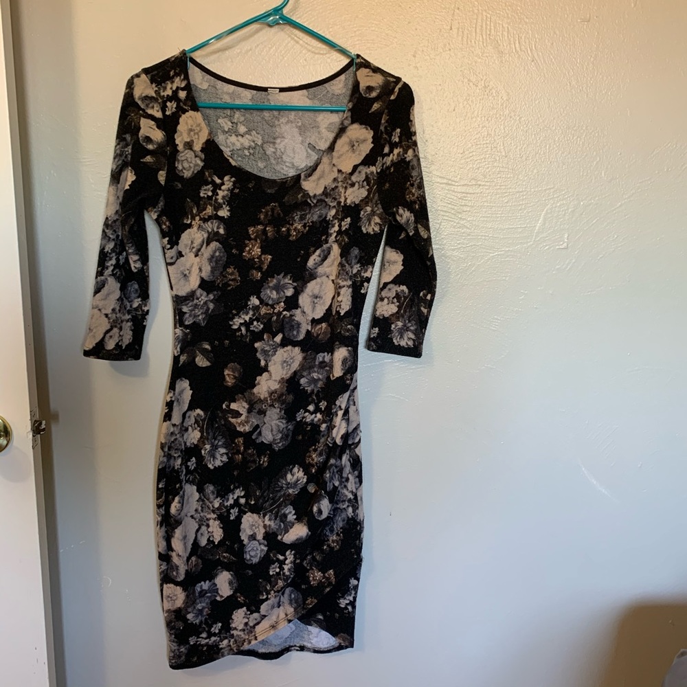 Floral Rose Long Sleeve Winter Fall Dress